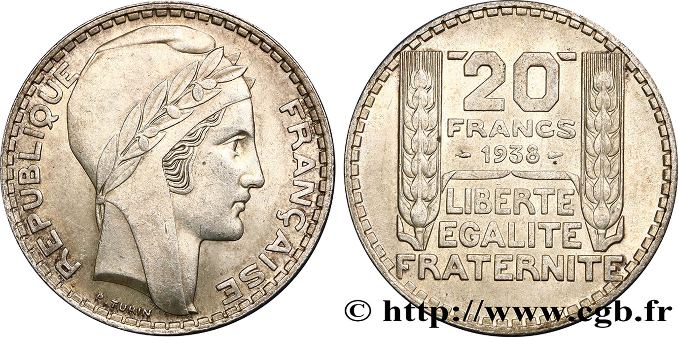 20 francs Turin 1938  F.400/9 SUP62 