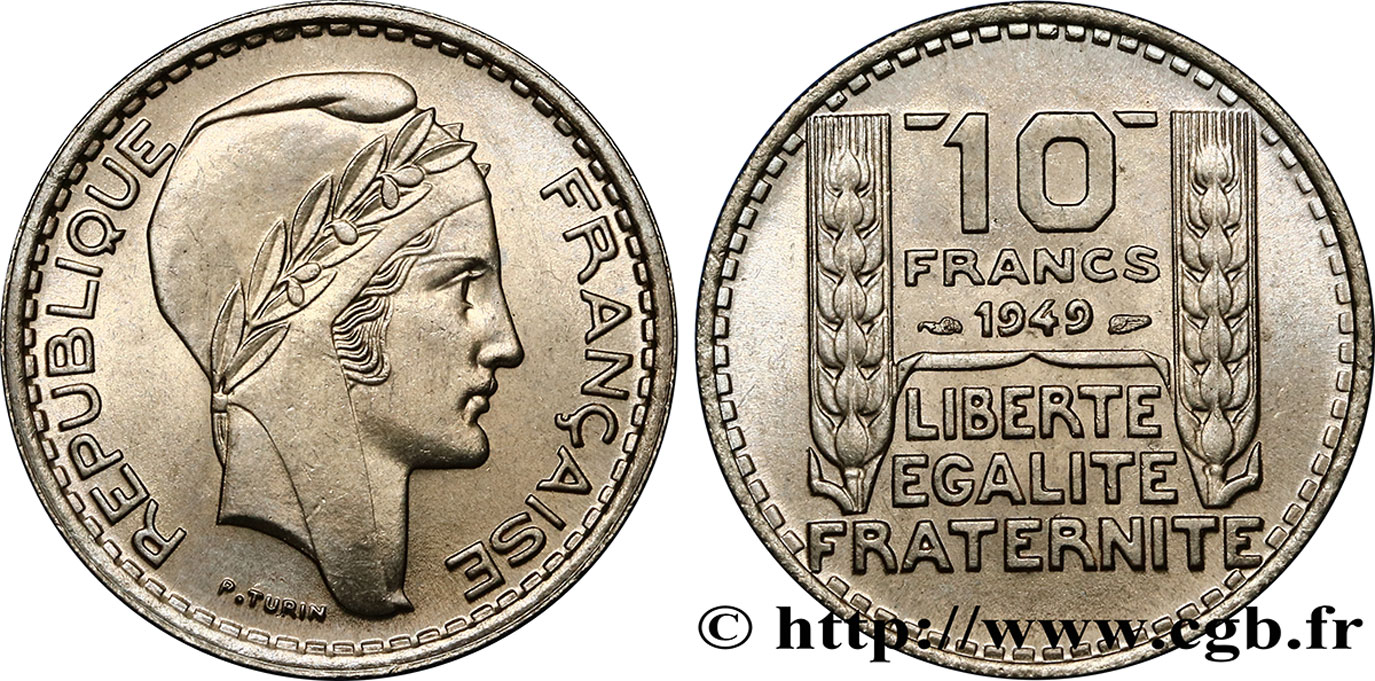 10 francs Turin, petite tête 1949  F.362/6 SPL63 