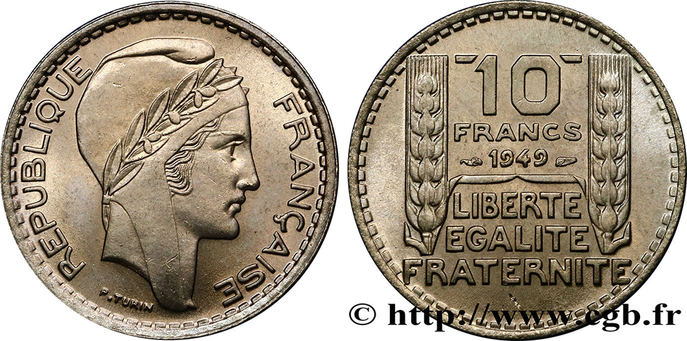 10 francs Turin, petite tête 1949  F.362/6 SPL63 