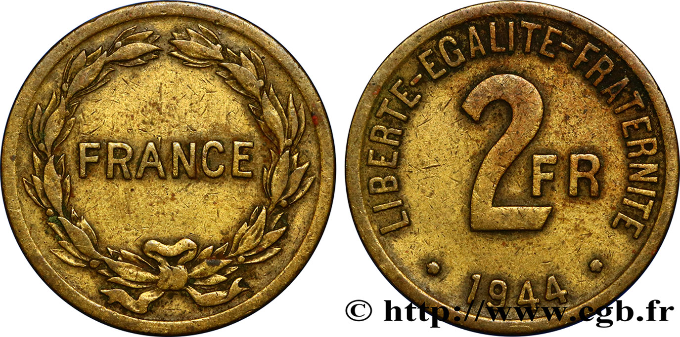 2 francs France 1944  F.271/1 TTB45 