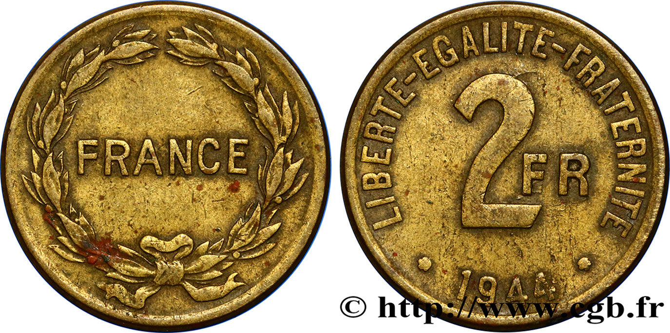2 francs France 1944  F.271/1 BB45 