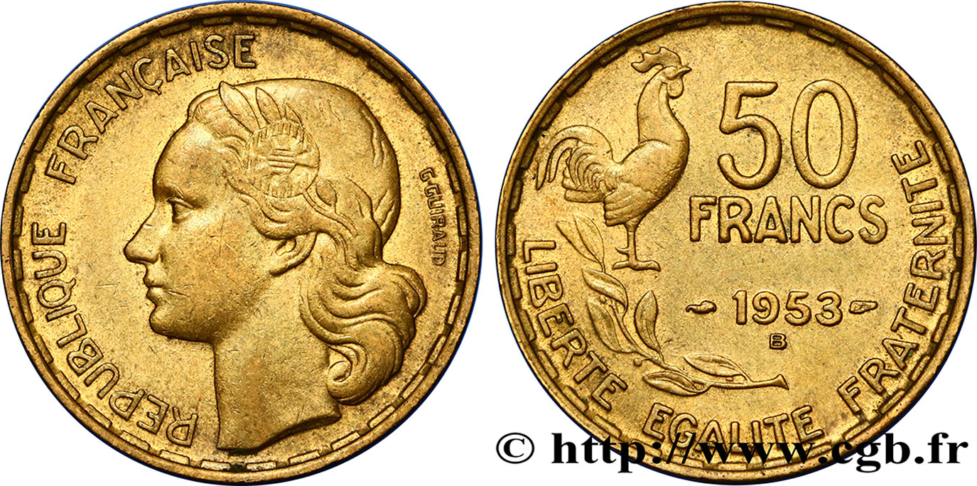 50 francs Guiraud 1953 Beaumont-Le-Roger F.425/11 TTB48 