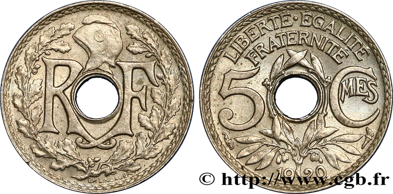5 centimes Lindauer, petit module 1920  F.122/2 SPL58 