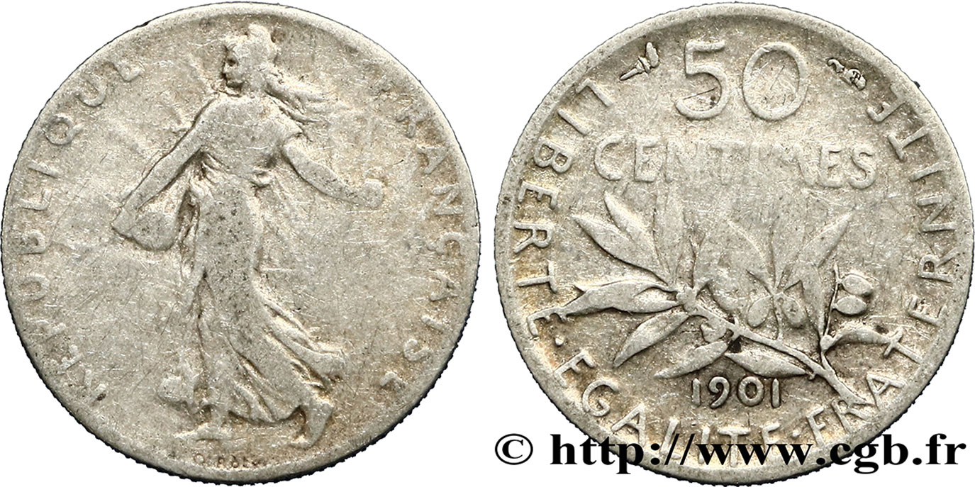 50 centimes Semeuse 1901  F.190/8 BC20 