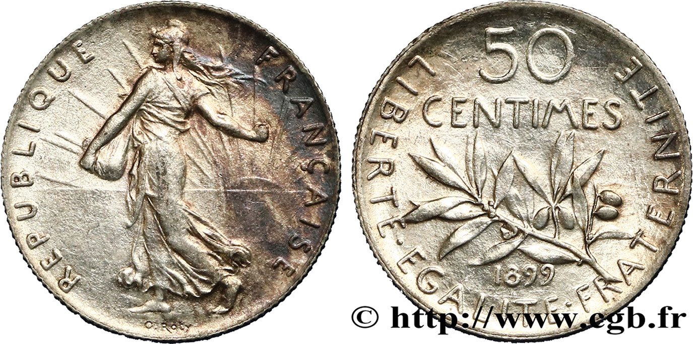 50 centimes Semeuse 1899  F.190/5 AU55 
