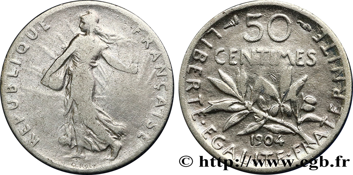 50 centimes Semeuse 1904 Paris F.190/11 MB20 