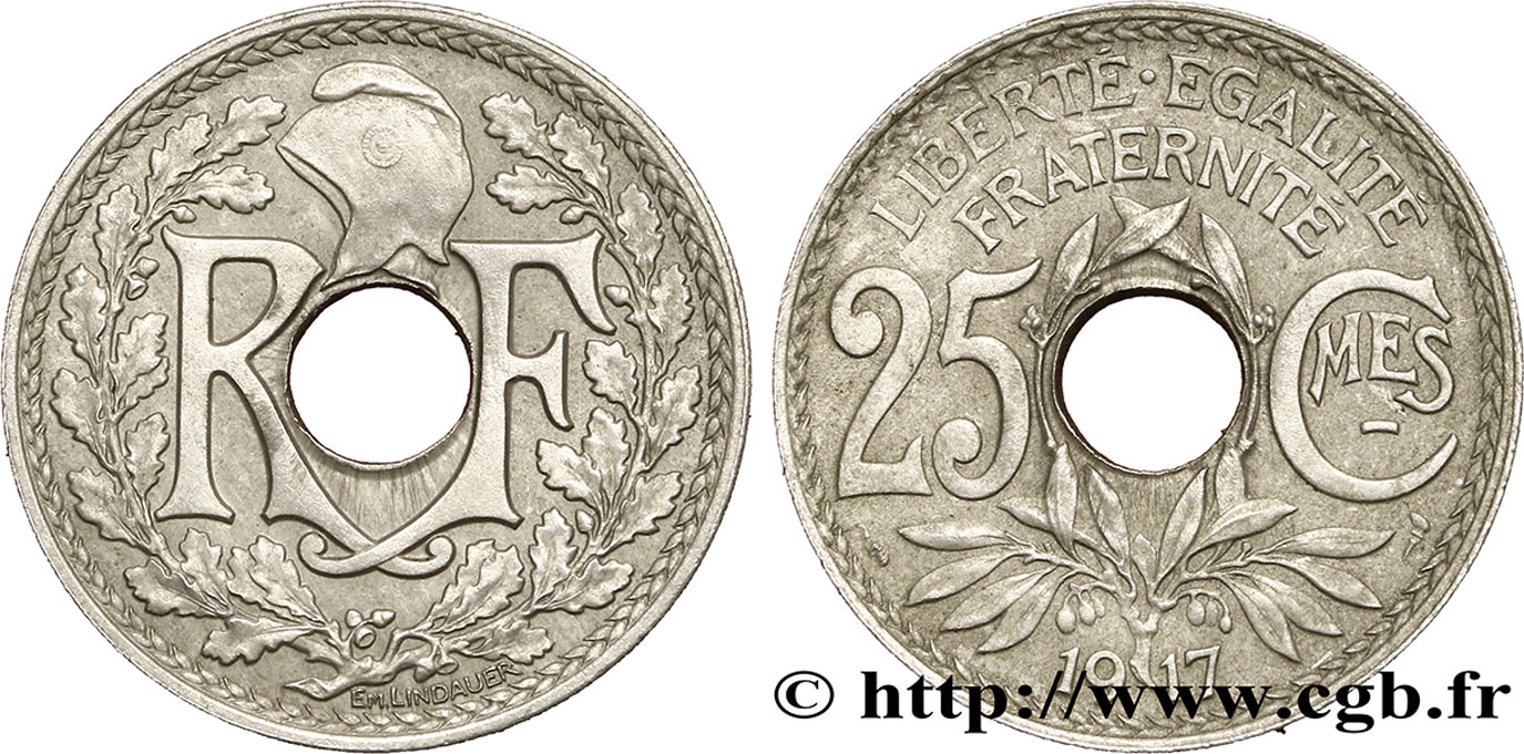 25 centimes Lindauer, Cmes souligné 1917 Paris F.170/5 BB45 