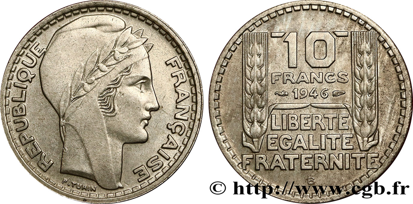 10 francs Turin, grosse tête, rameaux longs 1946 Beaumont-Le-Roger F.361/4 TTB45 