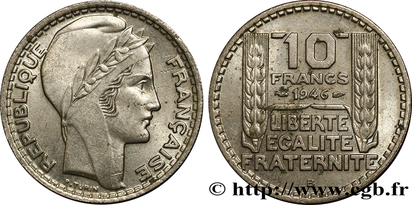 10 francs Turin, grosse tête, rameaux longs 1946 Beaumont-Le-Roger F.361/4 BB45 