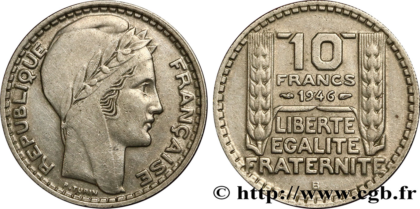 10 francs Turin, grosse tête, rameaux longs 1946 Beaumont-Le-Roger F.361/4 XF40 