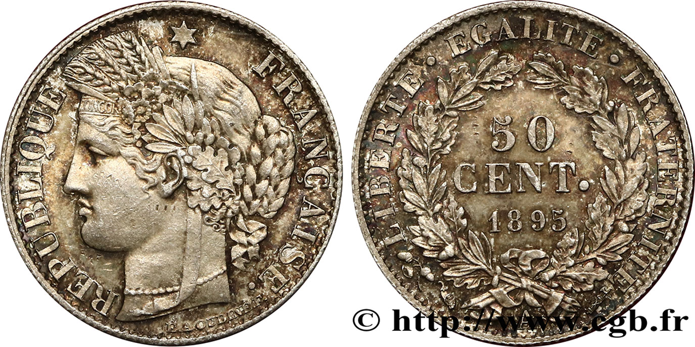 50 centimes Cérès, IIIe République 1895 Paris F.189/16 MS63 
