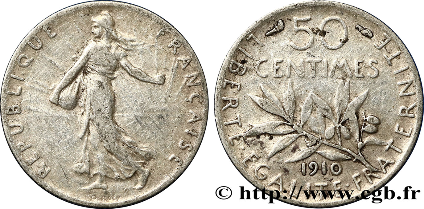 50 centimes Semeuse 1910 Paris F.190/17 TTB40 