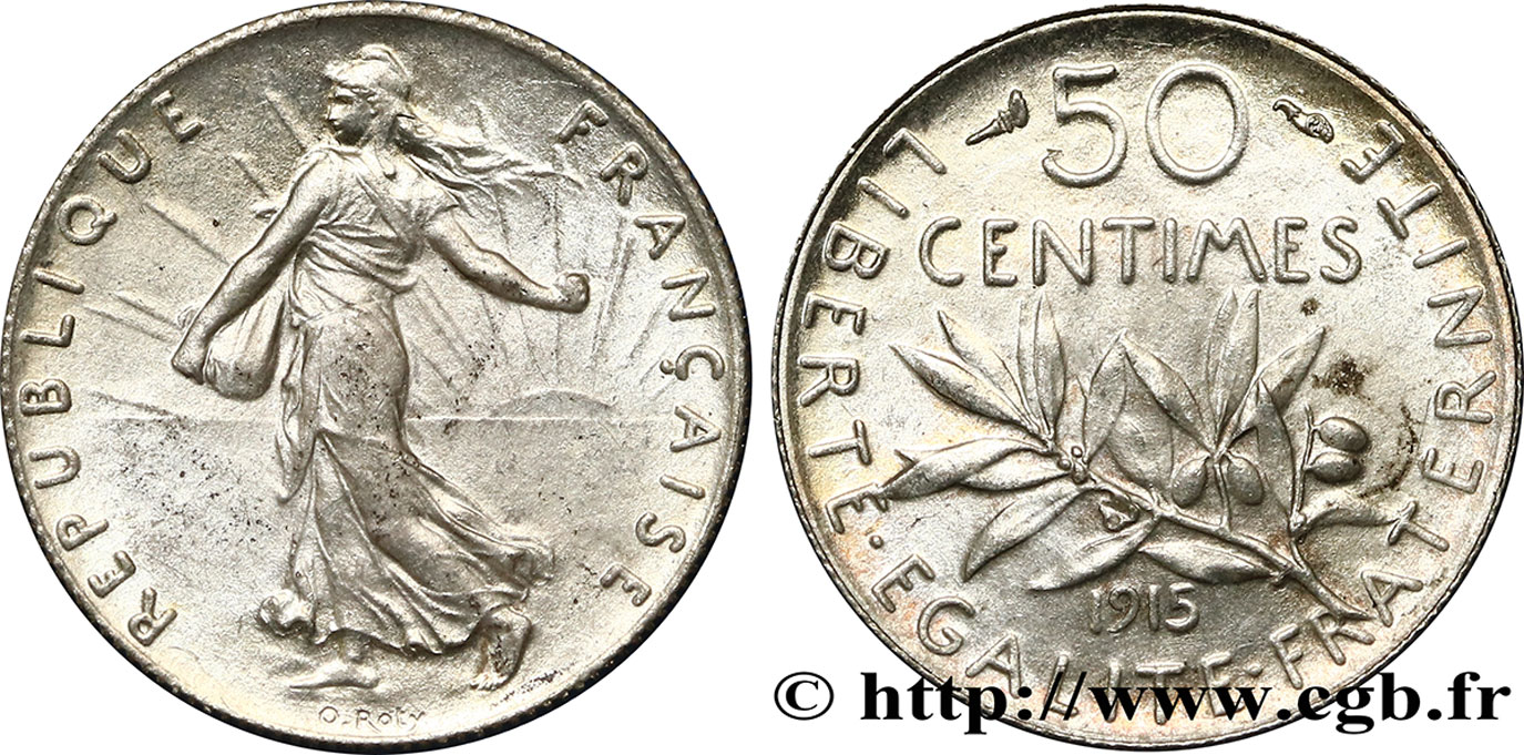 50 centimes Semeuse 1915 Paris F.190/22 SUP60 