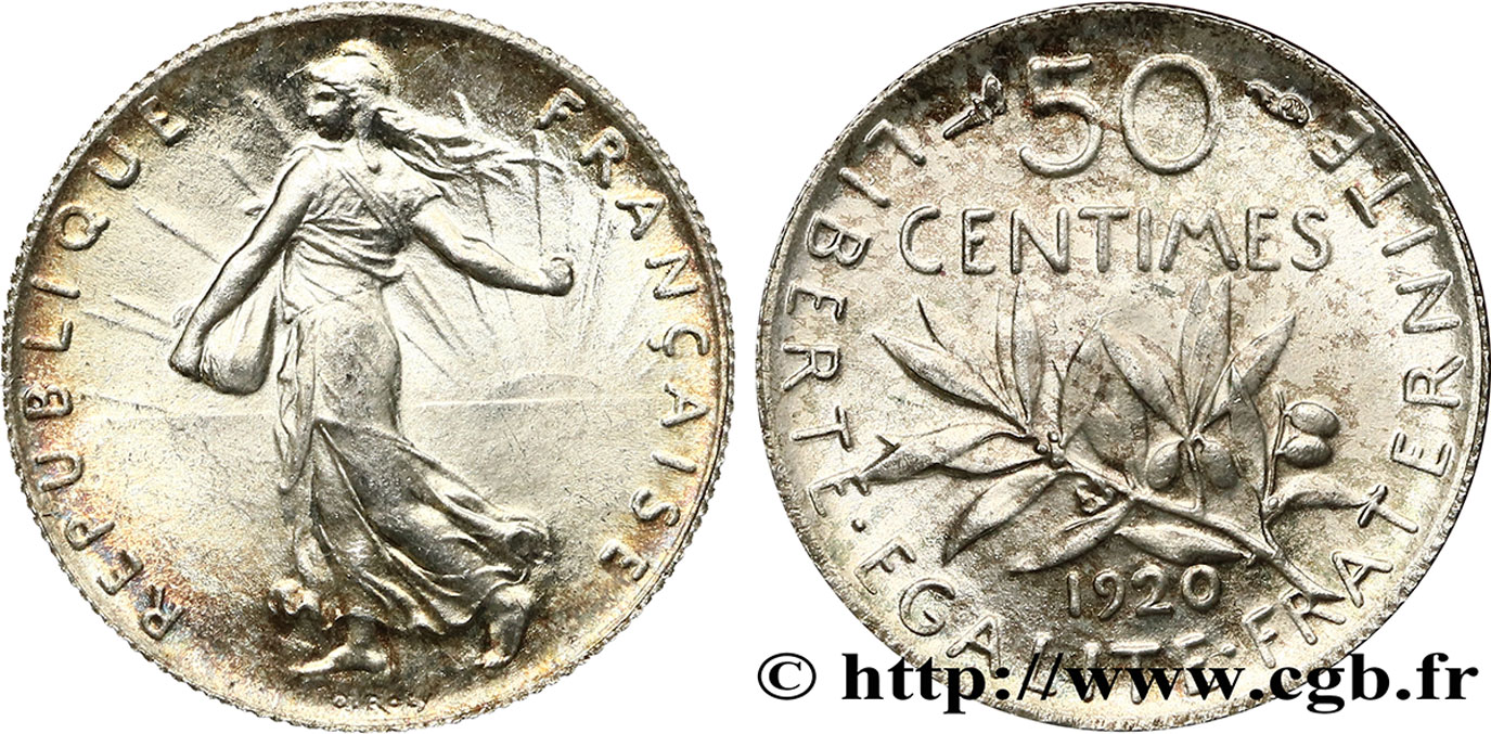 50 centimes Semeuse 1920 Paris F.190/27 SPL63 