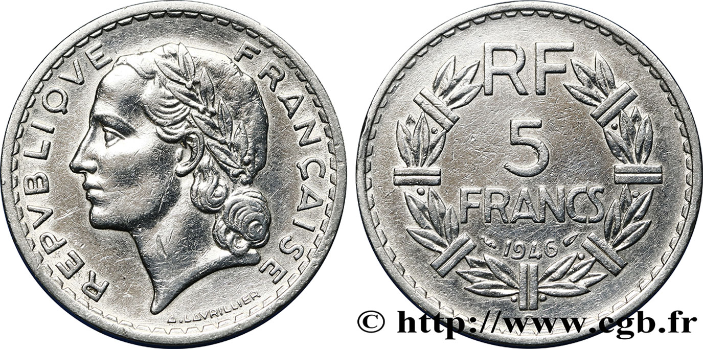 5 francs Lavrillier, aluminium 1946 Castelsarrasin F.339/8 TTB40 