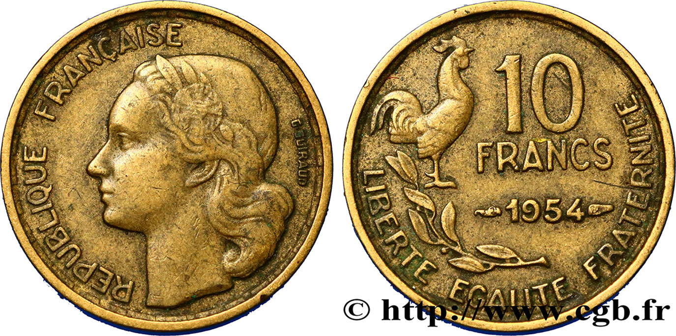 10 francs Guiraud 1954  F.363/10 TB30 