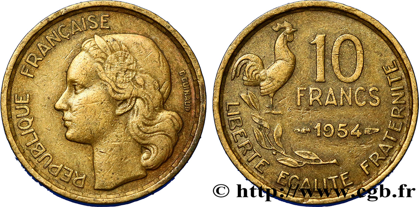 10 francs Guiraud 1954  F.363/10 VF30 