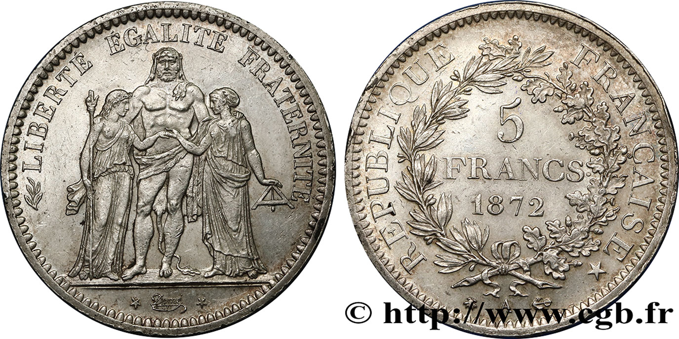 5 francs Hercule 1872 Paris F.334/7 VZ55 