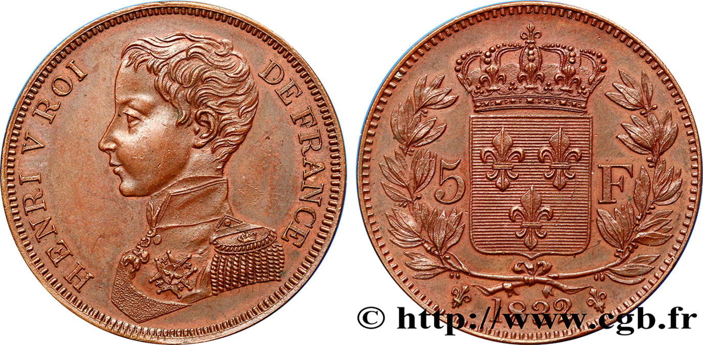Piéfort de 5 francs en Bronze 1832  VG.2693 var. SPL 