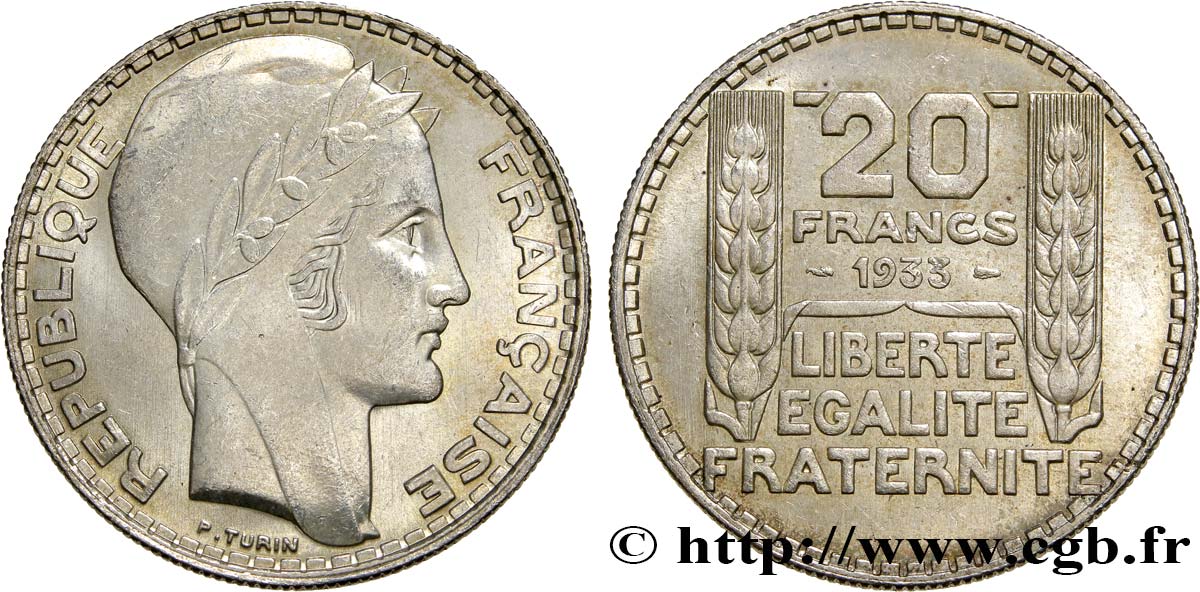 20 francs Turin, rameaux longs 1933  F.400/5 SPL62 