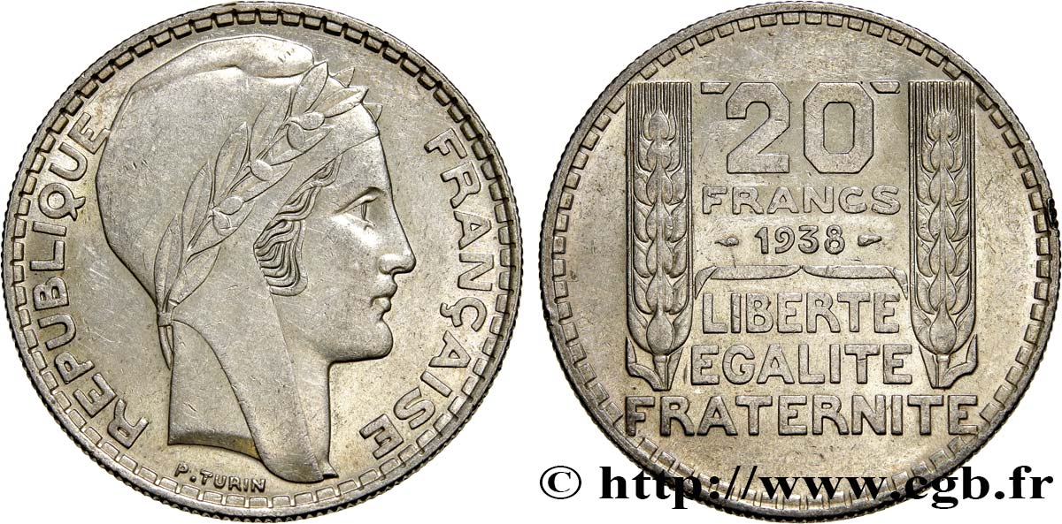Broche Décorative Avec Pièce De 20 Francs Turin 1938 En Argent - Objet De Vitrine Occasion