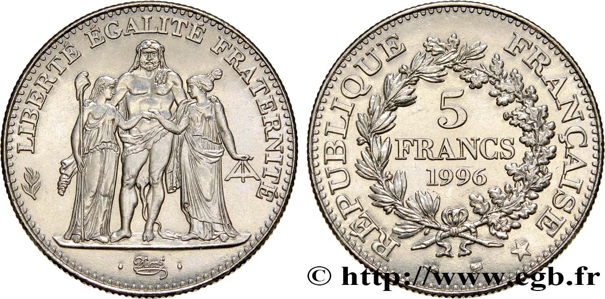 5 francs Hercule de Dupré 1996  F.346/2 AU55 