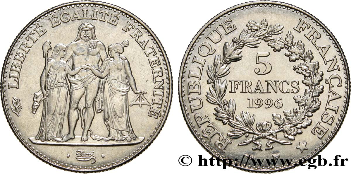 5 francs Hercule de Dupré 1996  F.346/2 AU55 