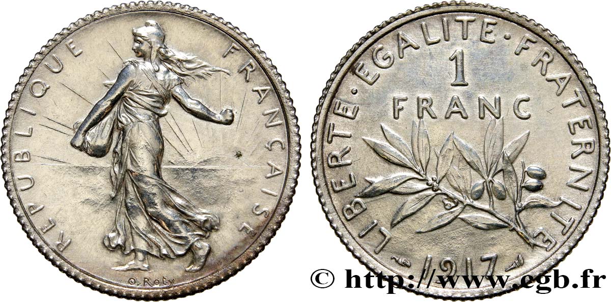 1 franc Semeuse 1917 Paris F.217/23 EBC60 