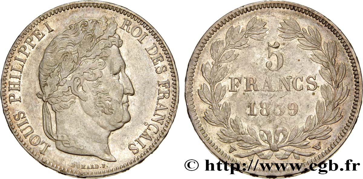 5 francs IIe type Domard 1839 Lille F.324/82 AU50 