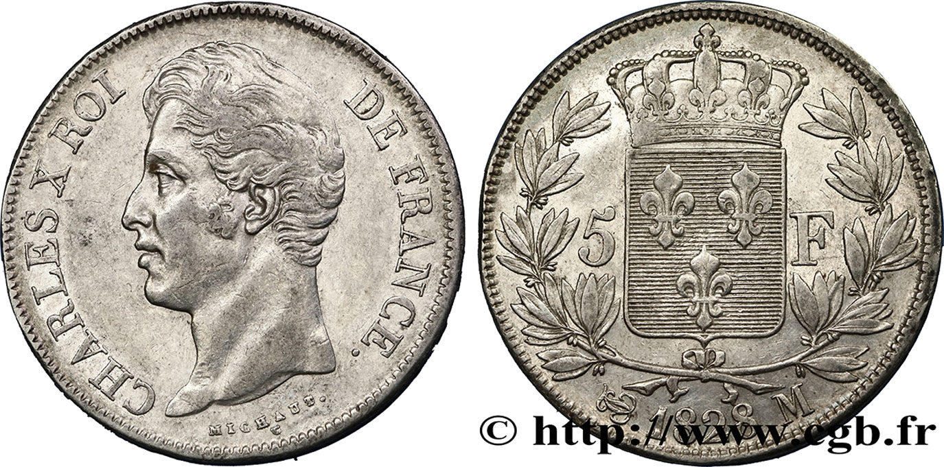 5 francs Charles X, 2e type 1828 Toulouse F.311/22 MBC45 