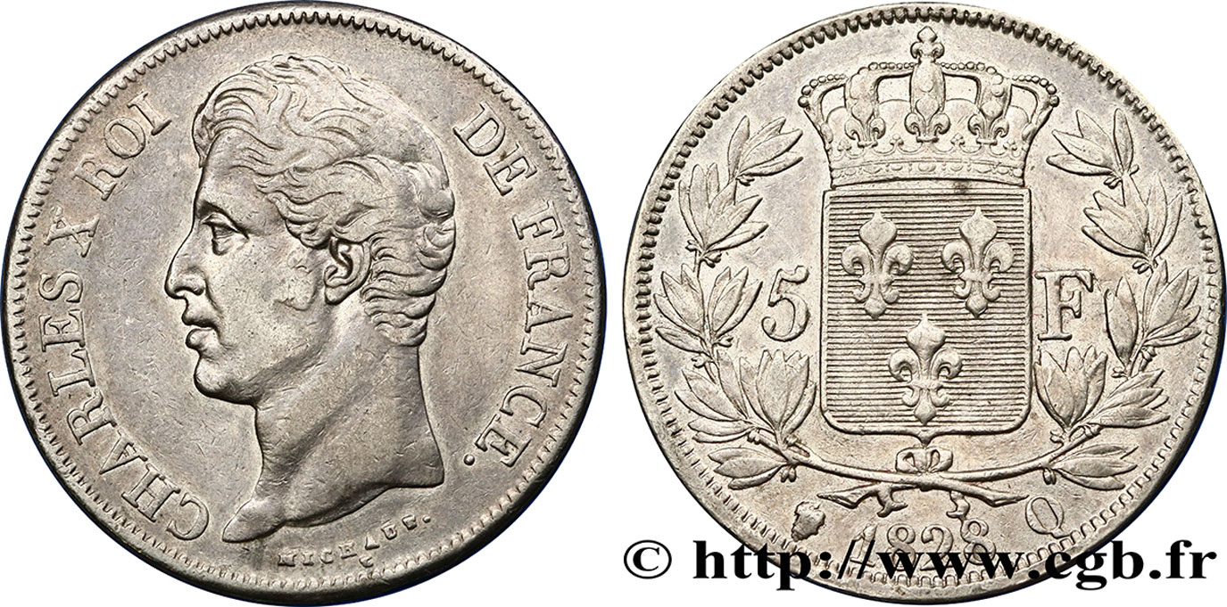 5 francs Charles X, 2e type 1828 Perpignan F.311/24 MBC40 