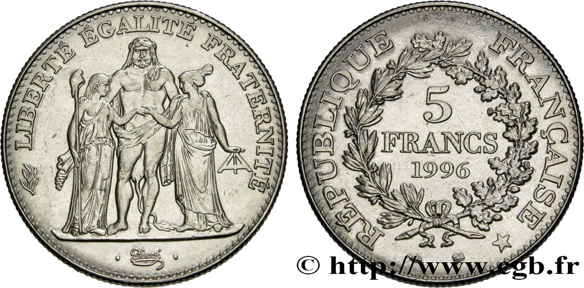 5 francs Hercule de Dupré 1996  F.346/2 AU55 