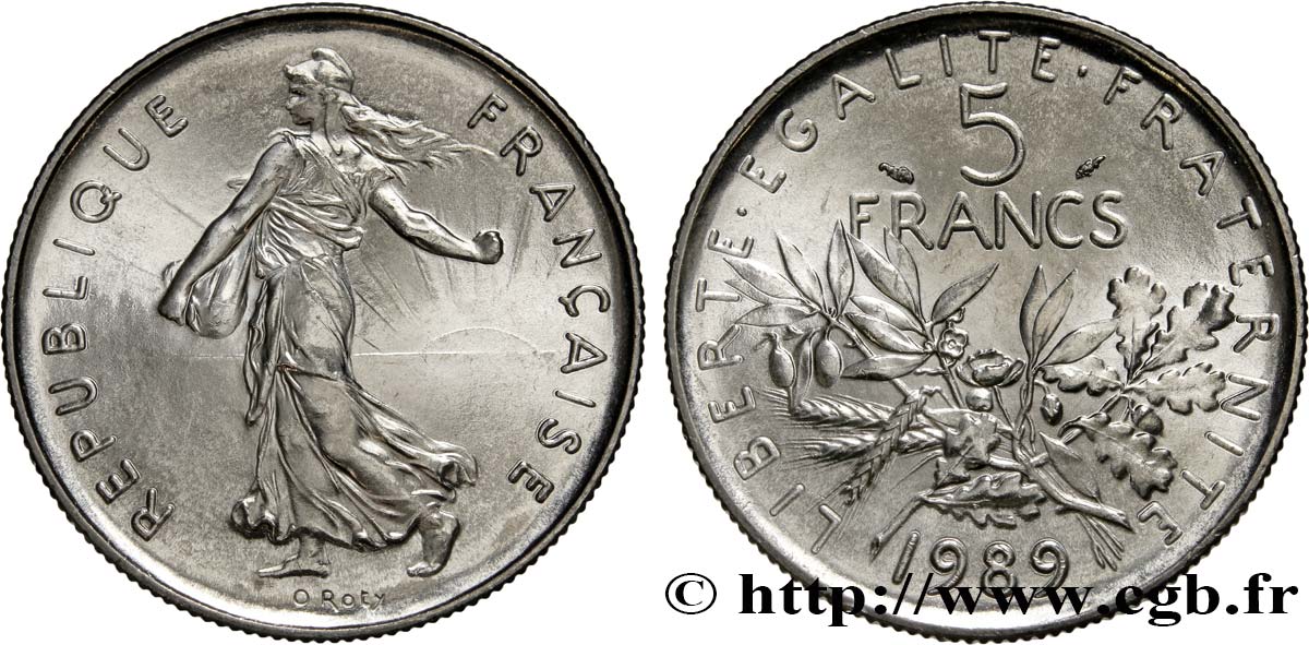 5 francs Semeuse, nickel 1989 Pessac F.341/21 MS65 
