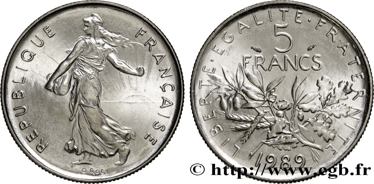 5 francs Semeuse, nickel 1989 Pessac F.341/21 MS65 