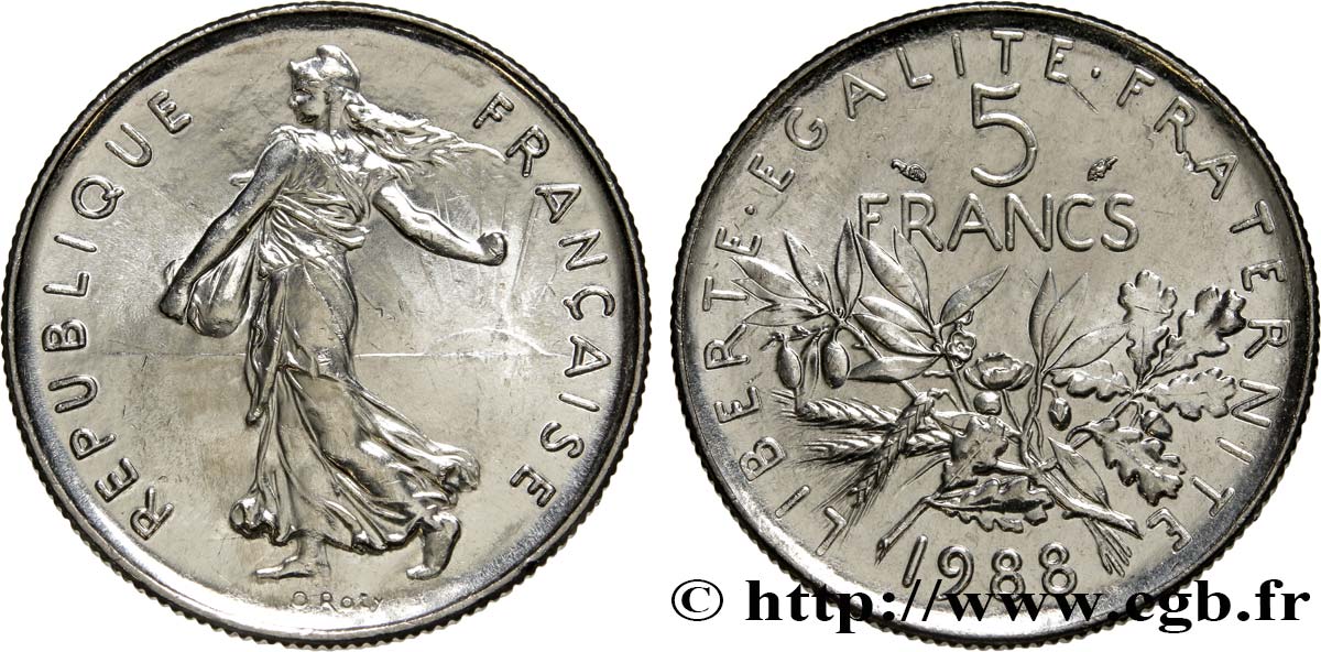 5 francs Semeuse, nickel 1988 Pessac F.341/20 FDC65 