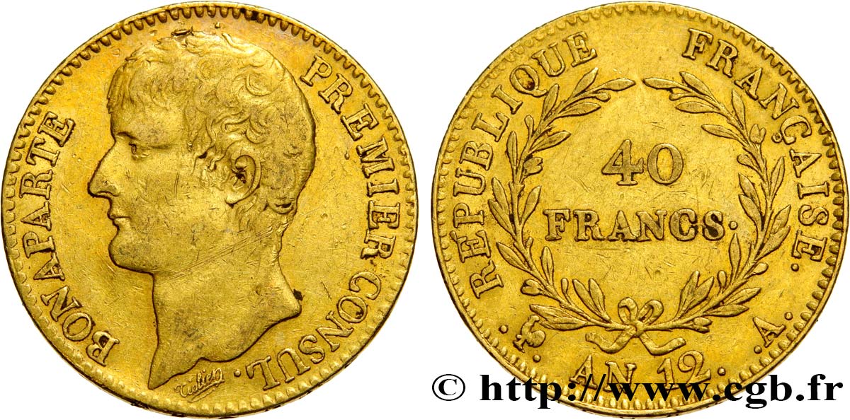 40 francs or Bonaparte Premier Consul 1804 Paris F.536/6 MBC40 