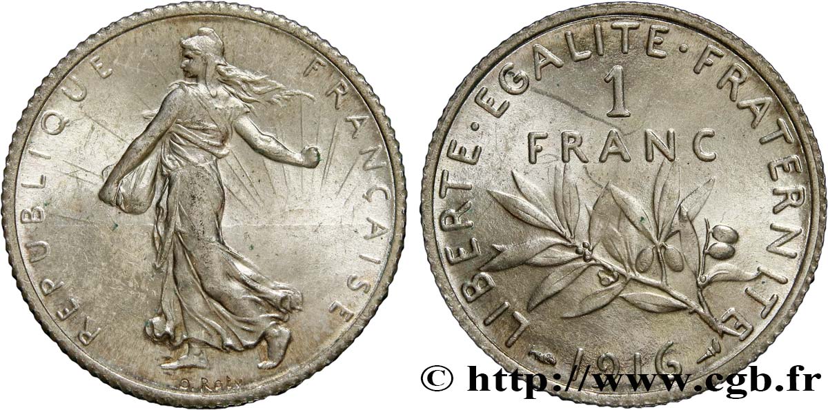 1 franc Semeuse 1916 Paris F.217/22 MS63 