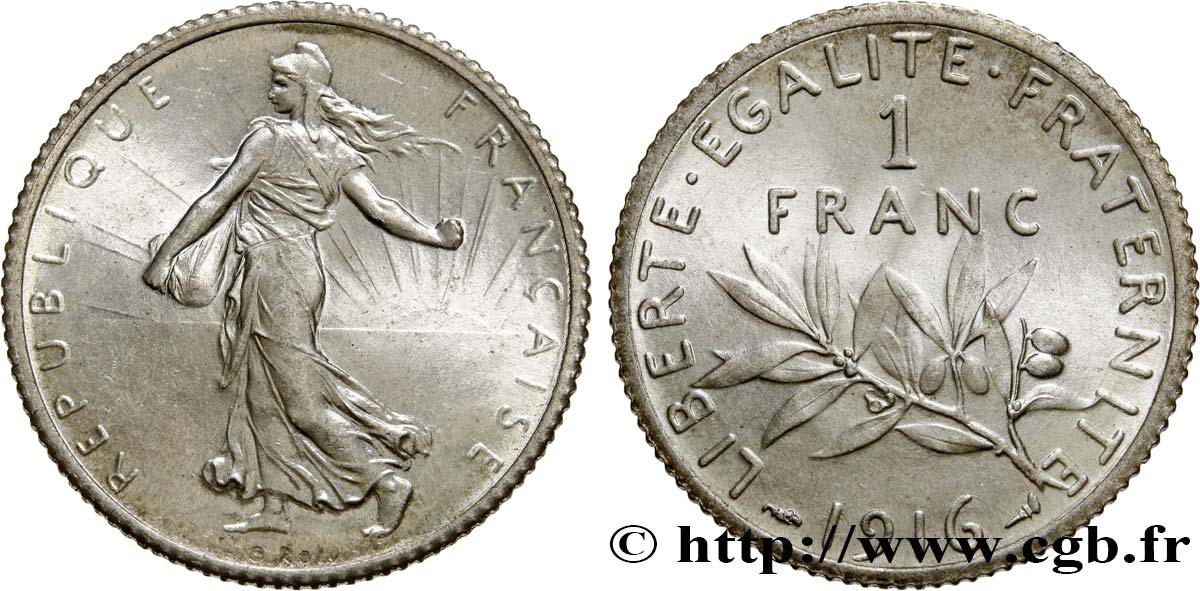 1 franc Semeuse 1916 Paris F.217/22 fST63 