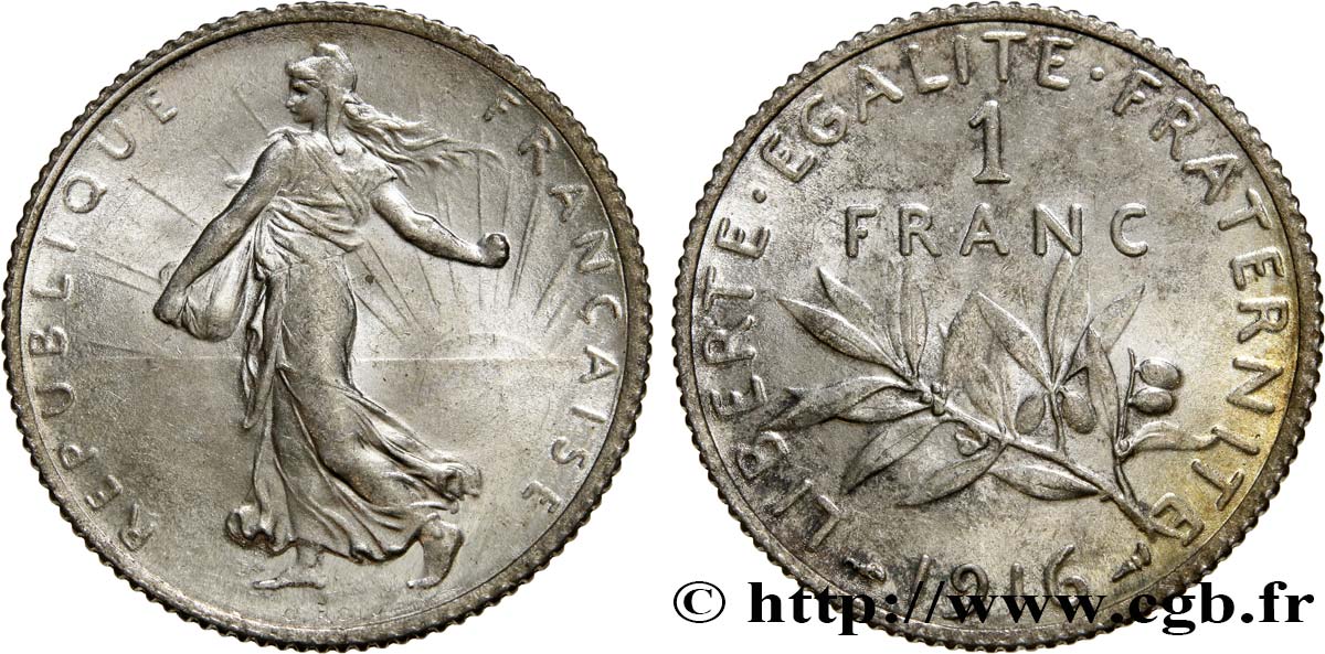 1 franc Semeuse 1916 Paris F.217/22 MS63 