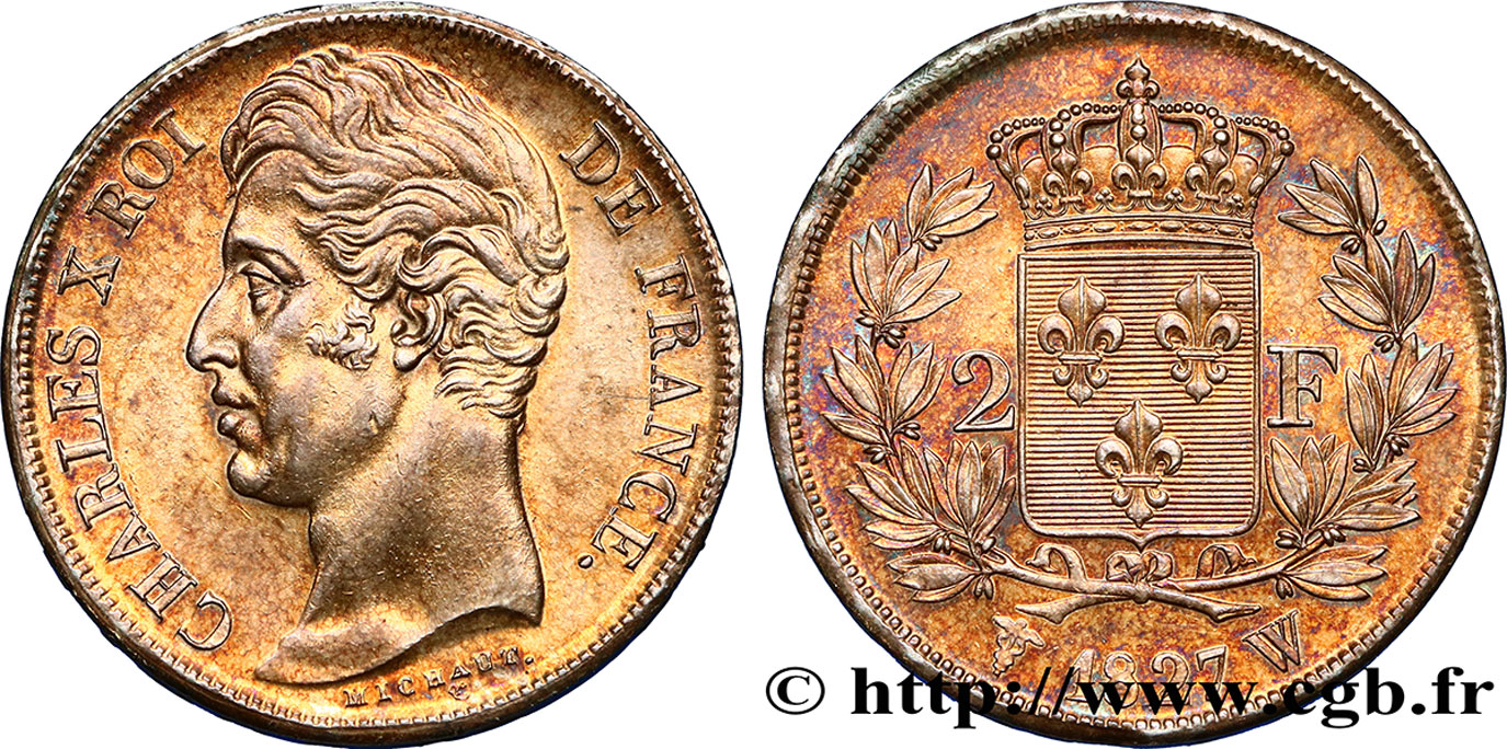 2 francs Charles X 1827 Lille F.258/35 SPL63 