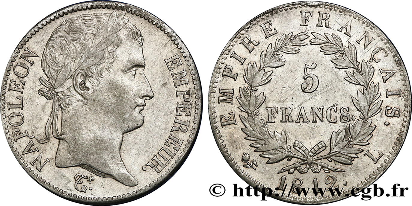 5 francs Napoléon Empereur, Empire français 1812 Bayonne F.307/48 TTB48 