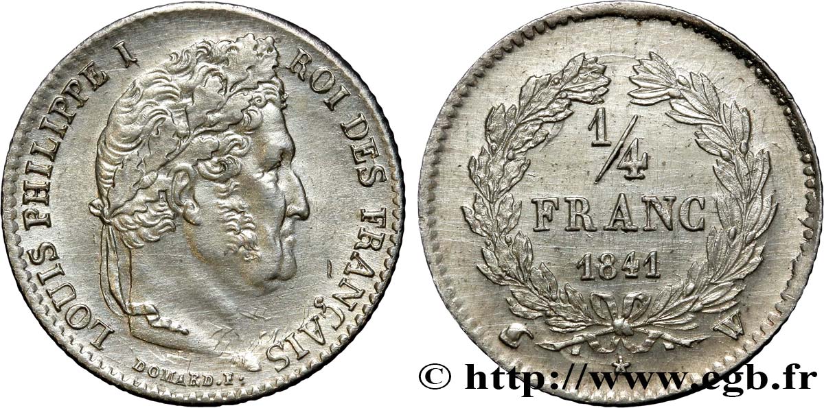 1/4 franc Louis-Philippe 1841 Lille F.166/88 AU55 