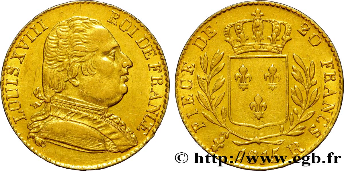 20 francs or Londres 1815 Londres F.518/1 AU58 