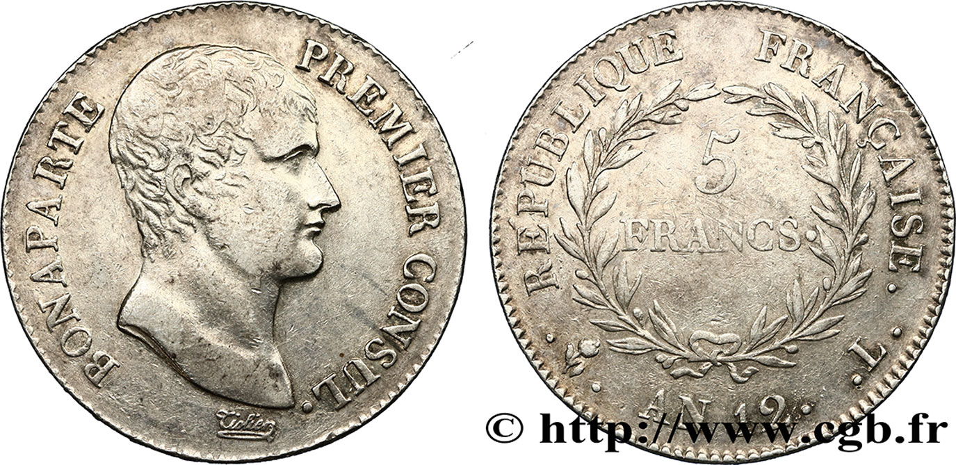 5 francs Bonaparte Premier Consul 1804 Bayonne F.301/18 MBC48 