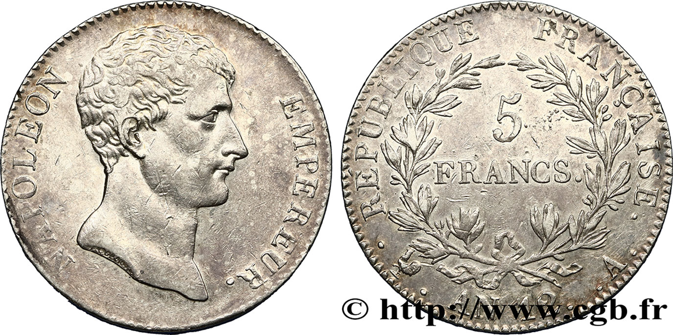 5 francs Napoléon Empereur, type intermédiaire 1804 Paris F.302/1 TTB54 