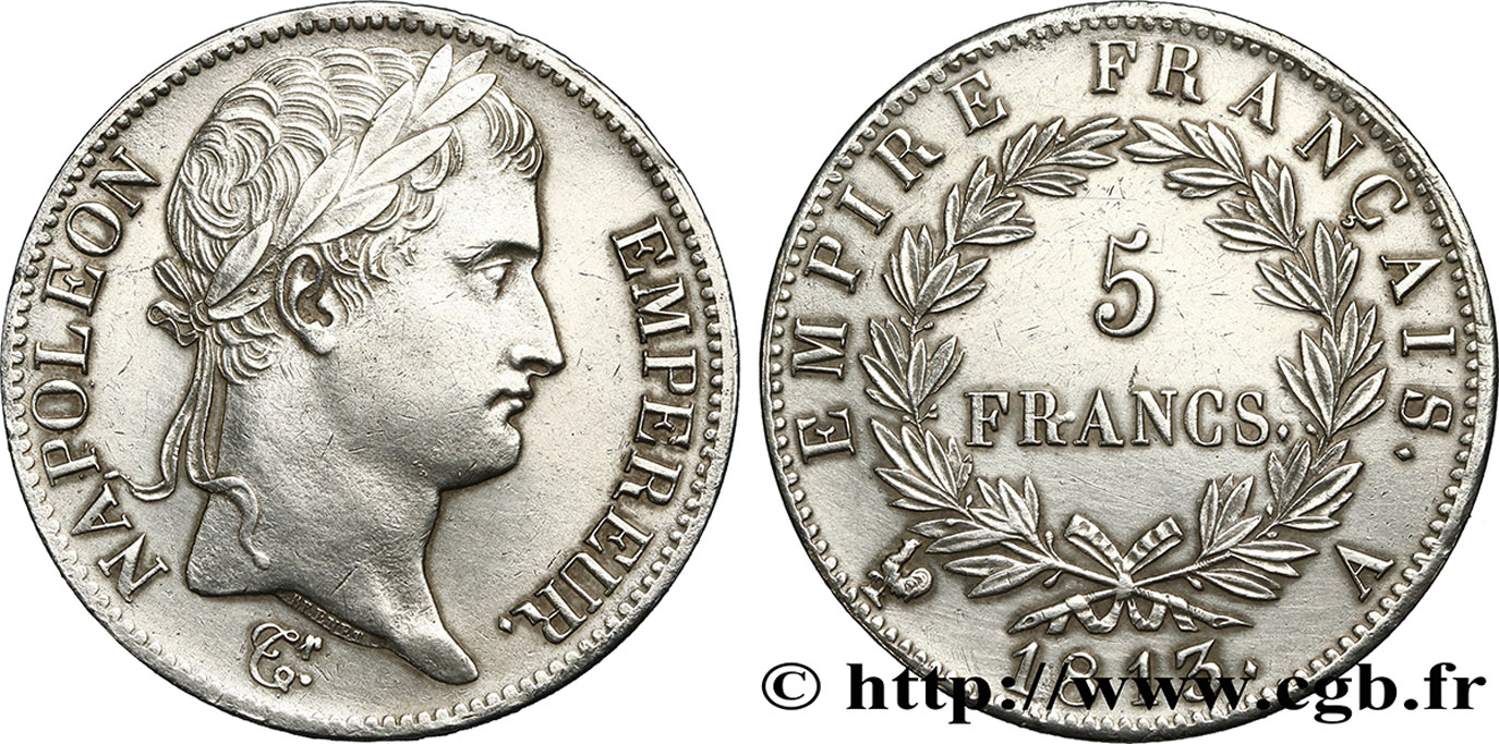 5 francs Napoléon Empereur, Empire français 1813 Paris F.307/58 AU 