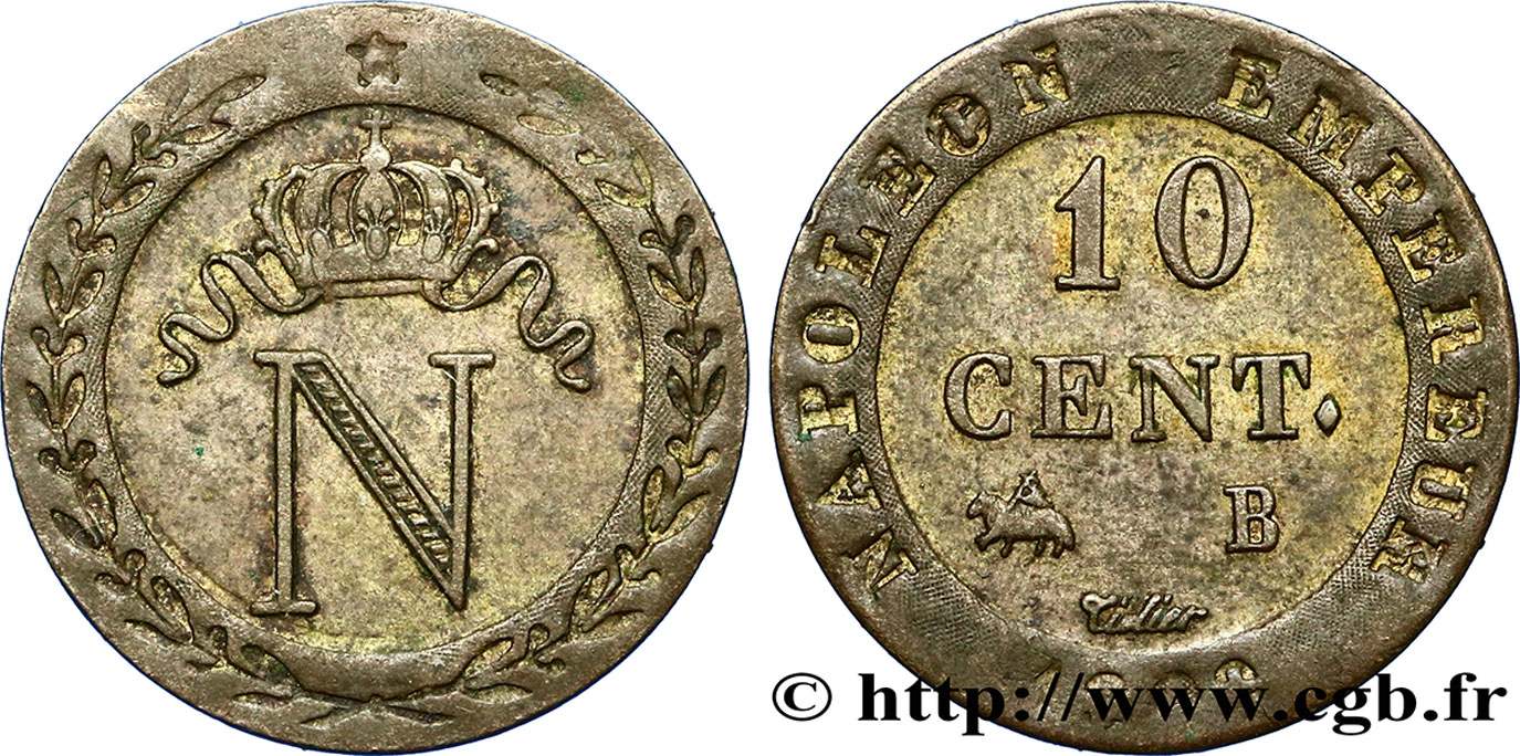 10 cent. à l N couronnée 1808 Rouen F.130/3 SUP56 