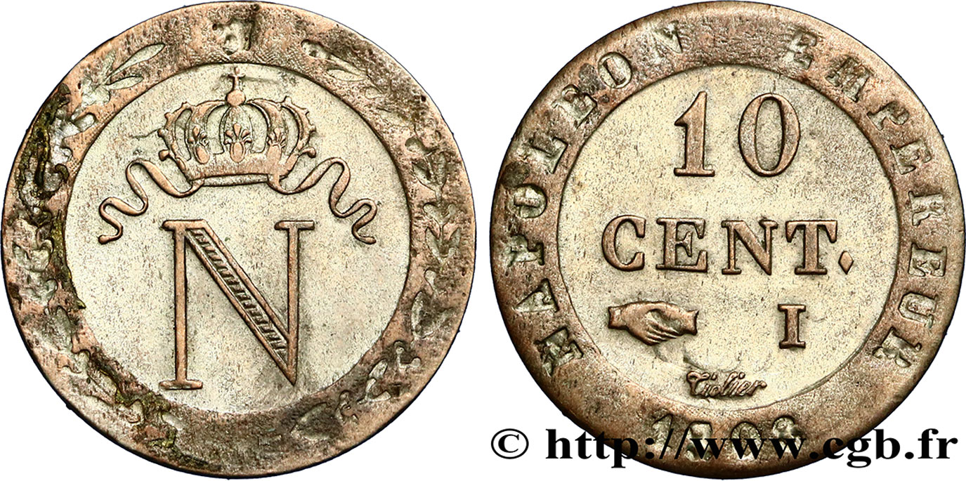 10 cent. à l N couronnée 1808 Limoges F.130/6 SUP58 