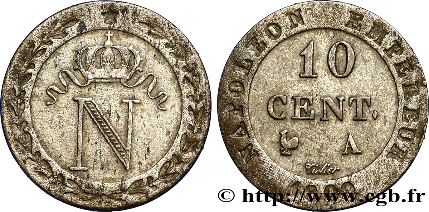 10 cent. à l N couronnée 1809 Paris F.130/10 EBC55 