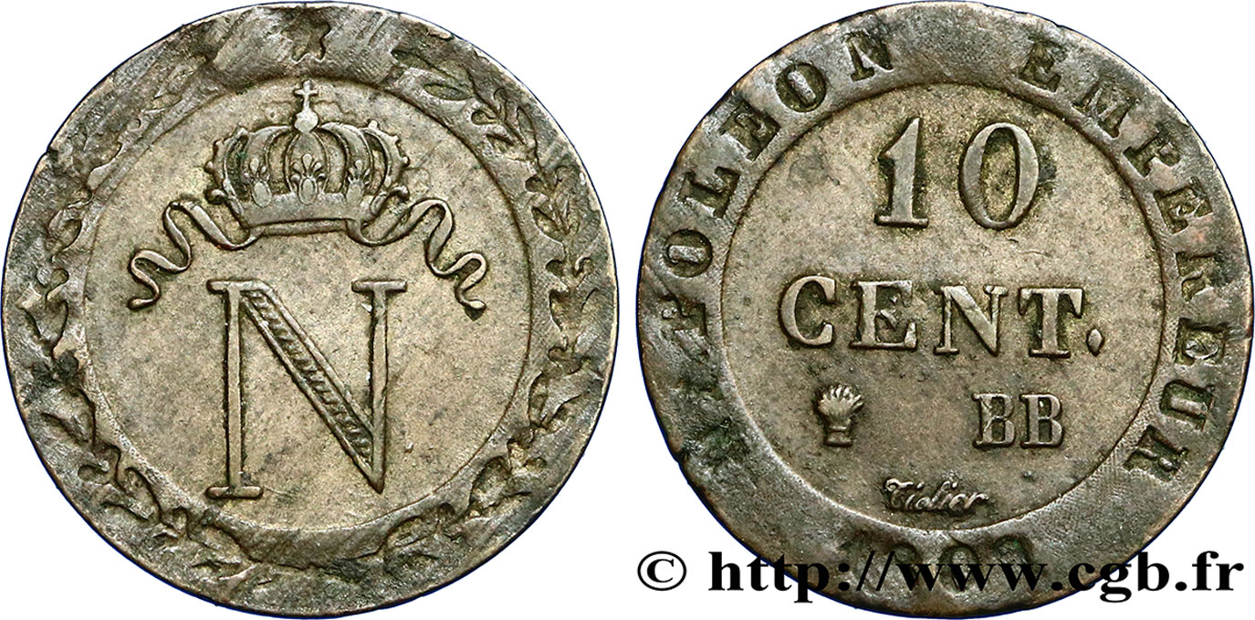 10 cent. à l N couronnée 1809 Strasbourg F.130/12 TTB50 